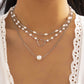 Jewelry simple round bead metal chain necklace temperament imitation pearl heart-shaped multi-layer necklace female