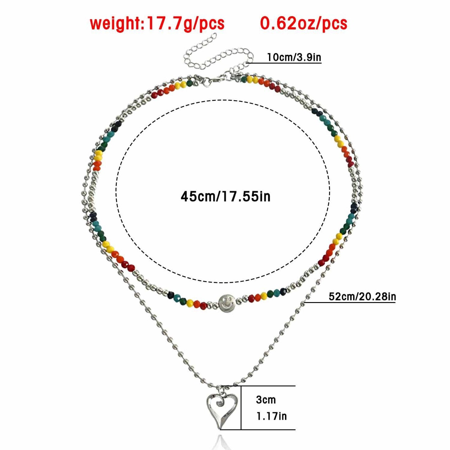 Explosive product hollow heart smiley face beaded necklace bracelet female niche high-end necklace light luxury jewelry