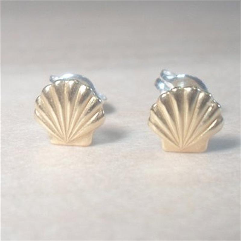 Grid Jewelry Simple Fashion Shell Small Fresh Earrings Beach Stroll Leisure Jewelry