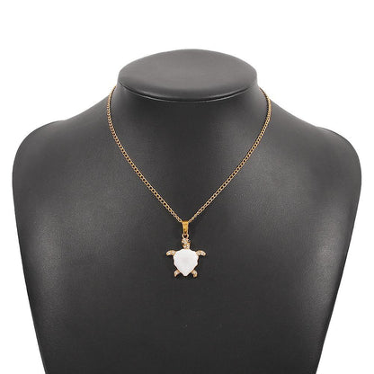 N9816 Geometric Necklace Female Cute Funny Small Turtle Micro-inlaid Pendant Necklace Design Creative Necklace