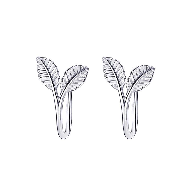 Small fresh and simple tree leaf earrings ins beautiful plant buds ear clips all-match earrings without piercings