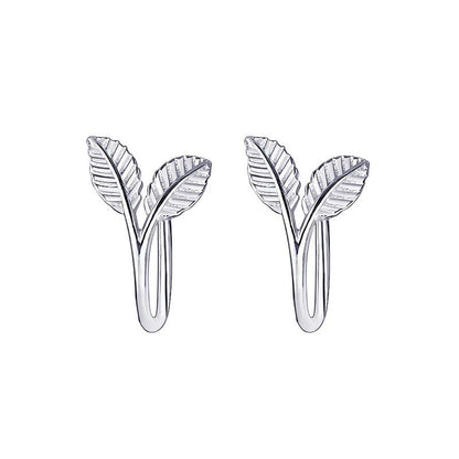 Small fresh and simple tree leaf earrings ins beautiful plant buds ear clips all-match earrings without piercings