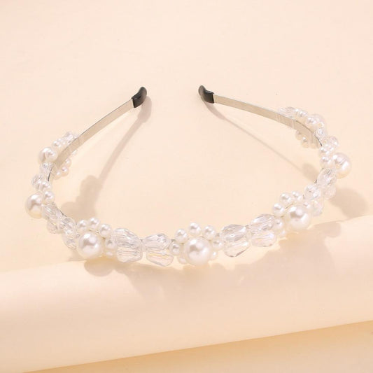 F3194 Imitation Pearl Flower Headband Fashion Geometric Creative Headband Simple Girly Sweet Outward Hair Accessories