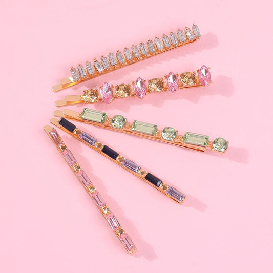 F122 street shooting with the same fashion color diamond clip five-piece hair accessories set hair clip