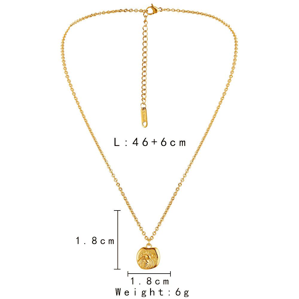 Fashion personality versatile simple stainless steel gold retro coin bee short necklace clavicle chain necklace