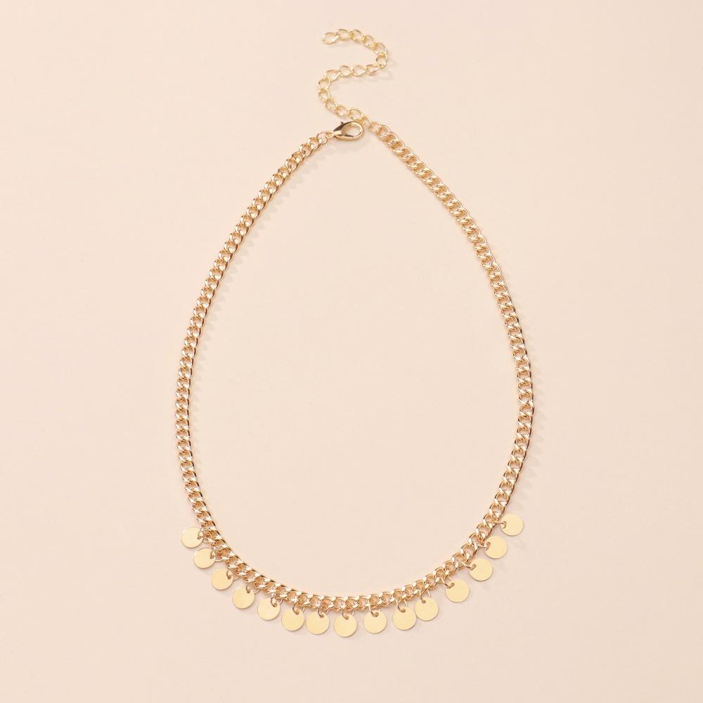 Fashion Round Iron Clavicle Chain Necklace Jewelry
