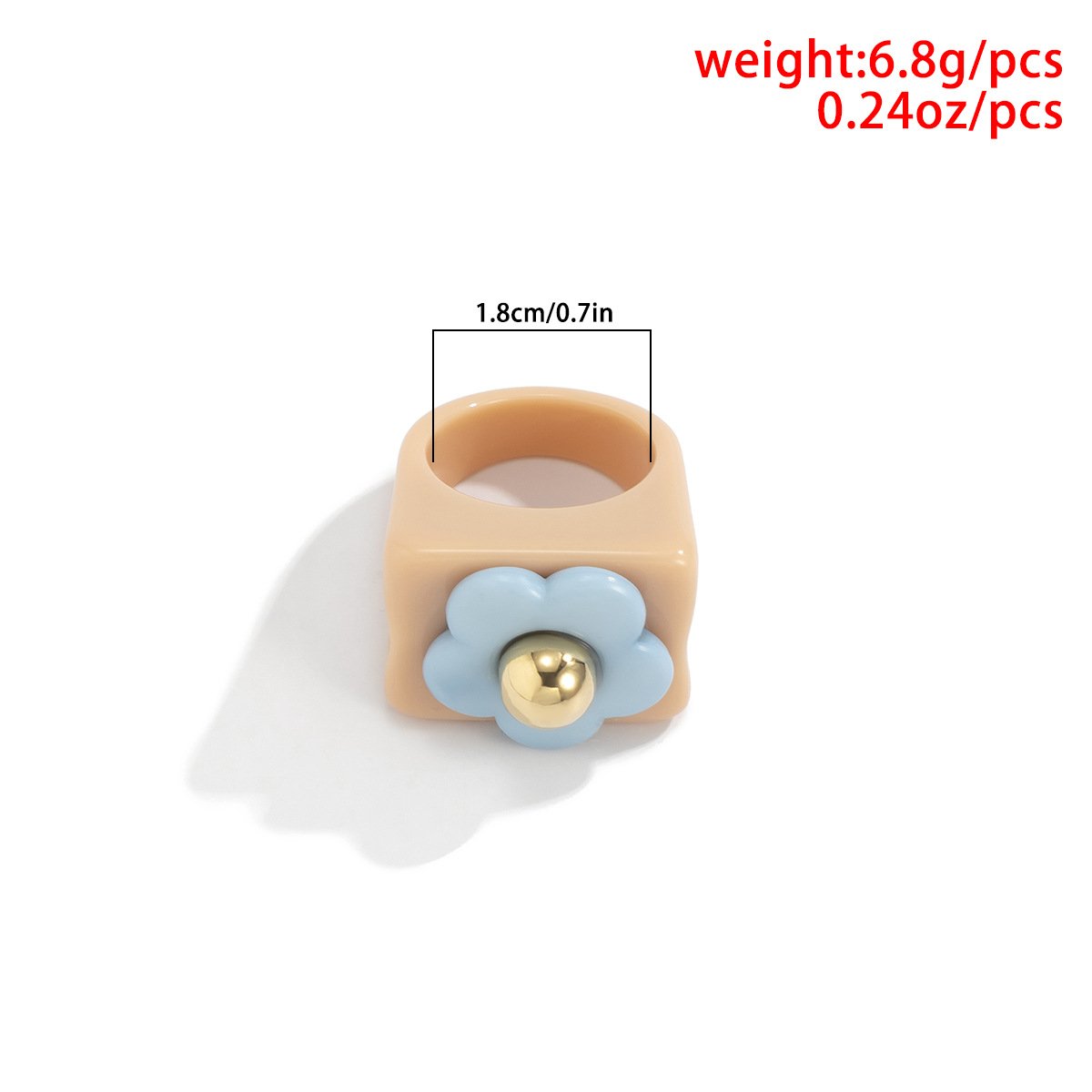 Trendy color acrylic flower ring female retro exaggerated geometric resin wide ring jewelry