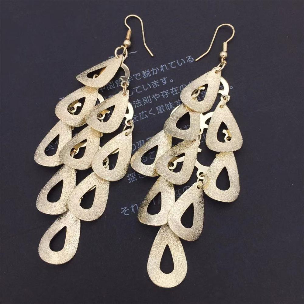 Fashionable Frosted Water Drop String Earrings Long Women Exaggerated Earrings