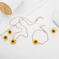 Necklace Earrings Four-piece Fashion Sunflower Pearl Pendant Set Cute Flower Clavicle Chain Female