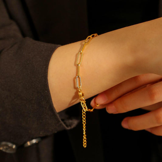 Minimalist stainless steel light luxury gold-plated single chain bracelet fashion metal cold bracelet