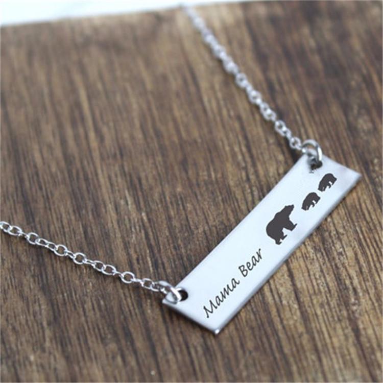 Popular fashion mother bear with cub necklace alloy mamabear exquisite clavicle chain