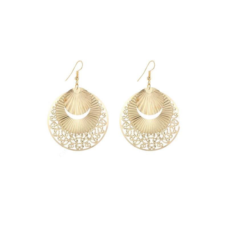 Ruched Sequin Bird's Nest Hollow Earrings Women's Indian Gold Color Earrings Jewelry