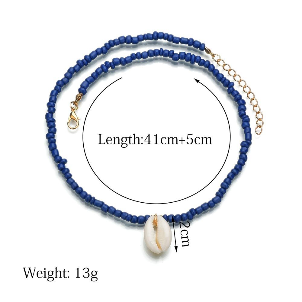 Accessories Turquoise Beaded Conch Shell Short Necklace Bohemian Necklace for Women