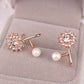 Fashion and exquisite diamond snowflake earrings sweet pearl earrings ear clip ear buckle ear jewelry