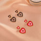 Ins color matching love earrings female retro fashion personality alloy drop nectarine peach heart earrings