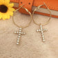 Extremely simple personality diamond cross earrings female earrings Baroque court earrings retro earrings earrings earrings