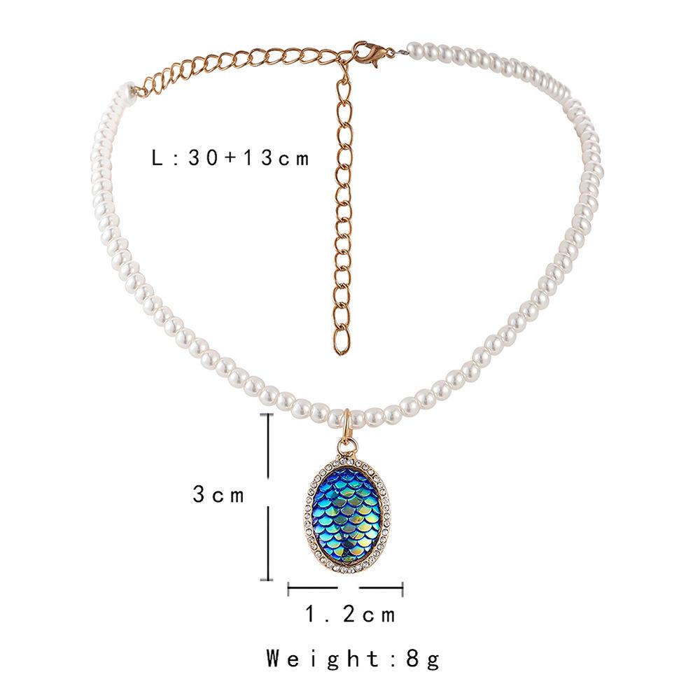 Sexy Retro Mermaid Scale Pendant Fashion Fashion Elegant Temperament Cold Pearl Necklace
