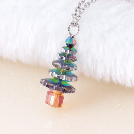 Fashion Jewelry Temperament Crystal Christmas Tree Pendant Necklace Versatile Autumn and Winter Sweater Chain