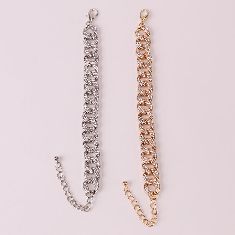 Jewelry personality chain full of diamonds hip-hop trendy hand jewelry simple all-match punk micro-inlaid bracelet female