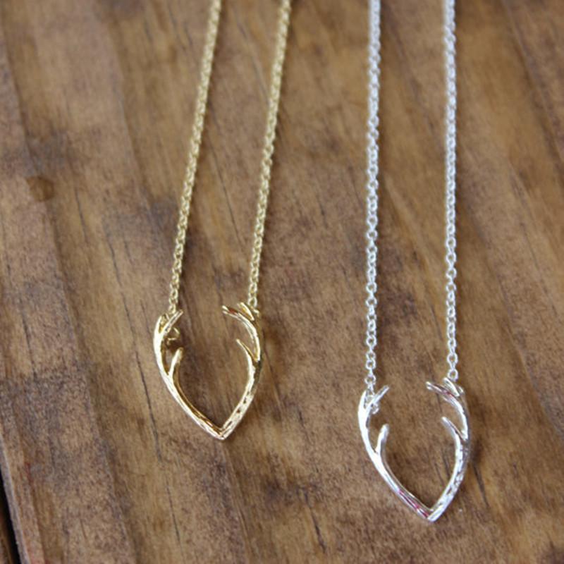 Simple popular jewelry explosive elk horn alloy necklace short clavicle chain