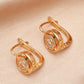 Retro round earrings copper inlaid zircon creative hollow earrings ins temperament French earrings jewelry female