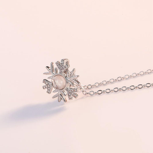 One hundred languages of the same style I love you necklace Valentine's Day jewelry snowflake zircon pendant