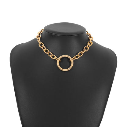 N1196 Jewelry Exaggerated Heavy Industry Chain Circle Necklace Personality Punk Hip Hop Fashion Necklace