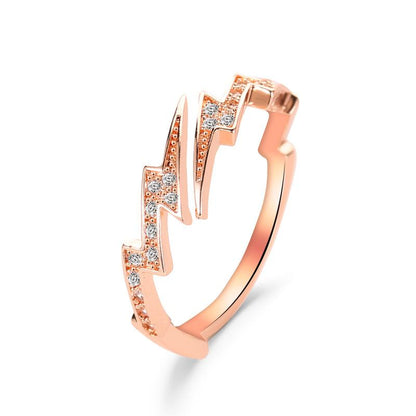 Jewelry Creative Irregular Geometric Zircon Lightning Open Ring Hand Jewelry