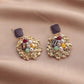 Irregular round pearl colored diamond earrings French temperament earrings atmosphere retro earrings jewelry