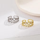 ins double love ring women's fashion light luxury diamond hollow heart-shaped opening index finger ring personality ring