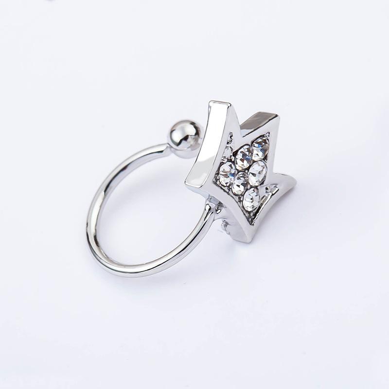 Opening Adjustable Crown Diamond Ear Clip Creative Couple Jewelry