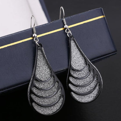 Popular Fashion Exaggerated Water Drop Alloy Frosted Earrings Boutique Earrings Earrings