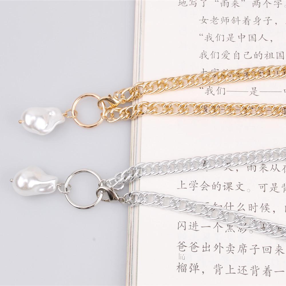 Jewelry baroque special-shaped pearl double buckle dense chain simple ring necklace female clavicle chain