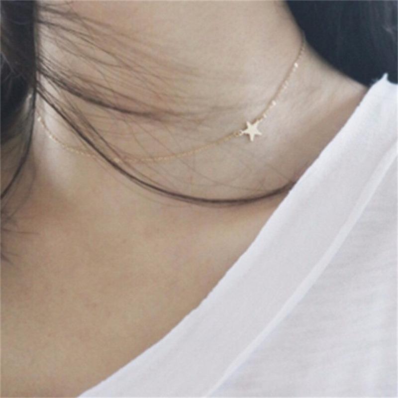 Dunhuang fashion simple five-pointed star pendant necklace creative oblique hanging five-pointed star necklace