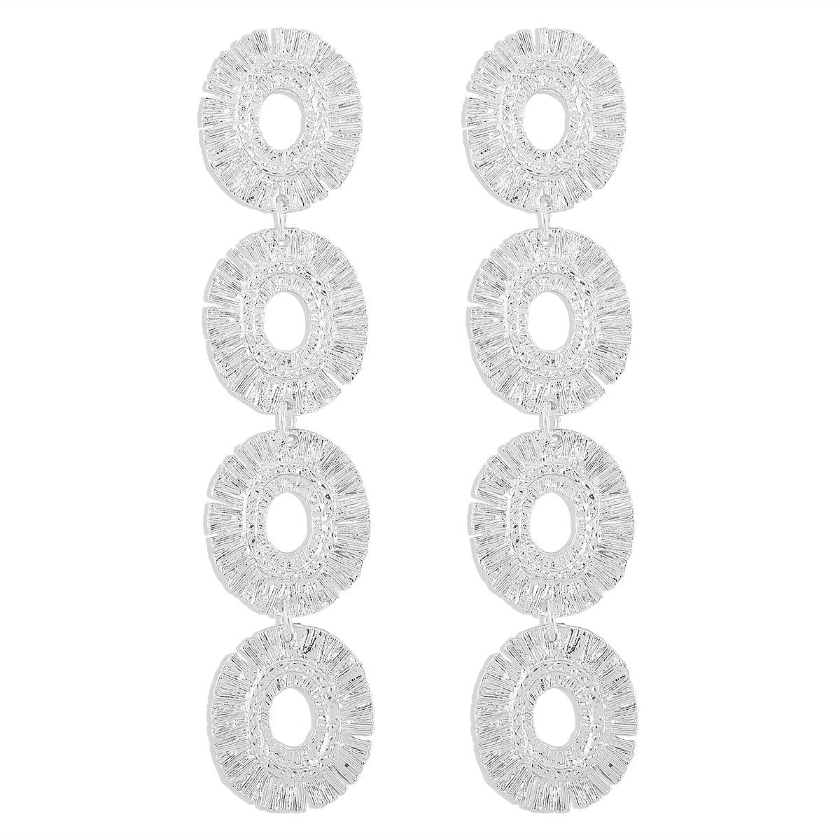 1121ZA exaggerated heavy industry metal earrings long circle earrings geometric irregular layered earrings