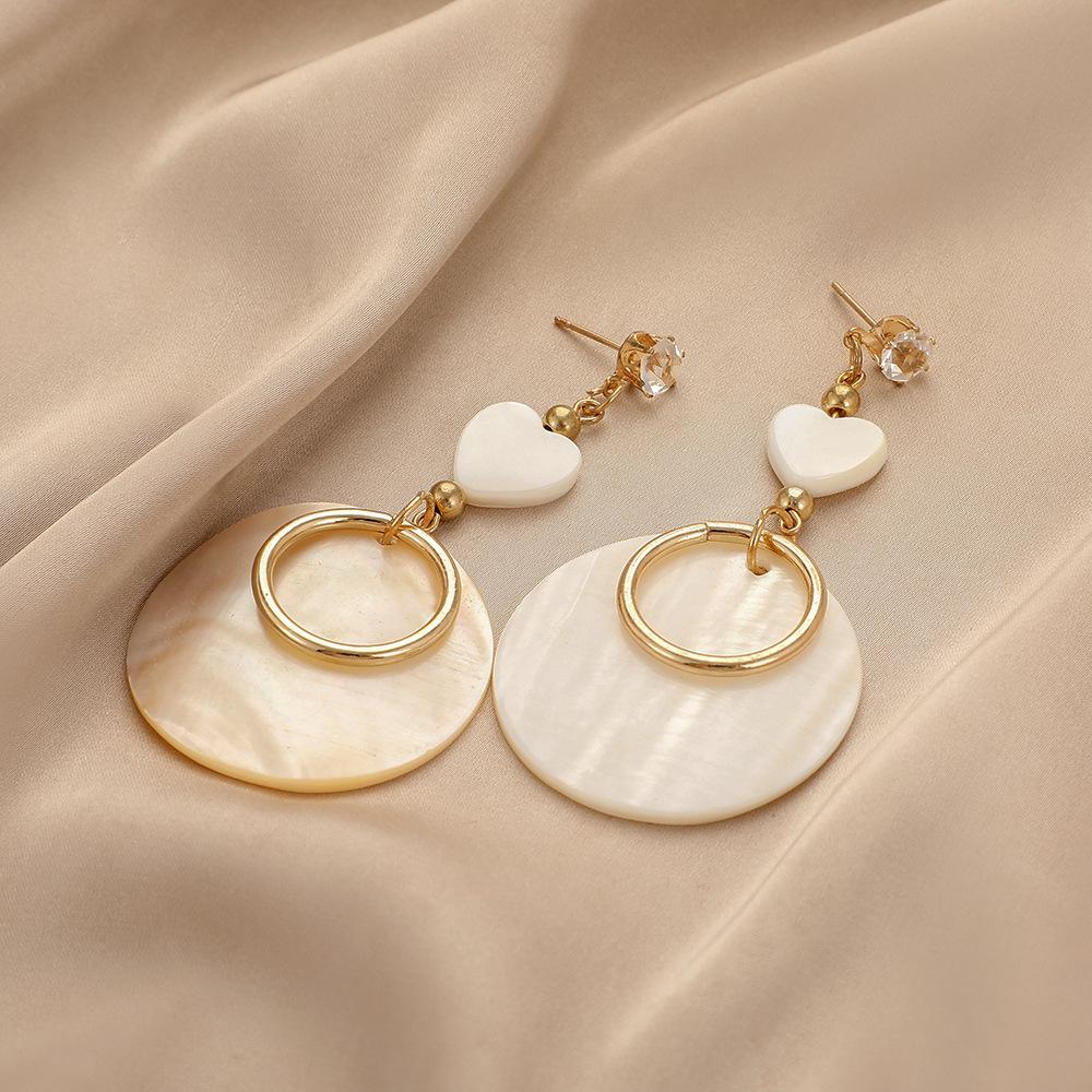 Fashion Circle Shell Long Earrings Heart Earrings Simple Geometric Tassel Earrings For Women