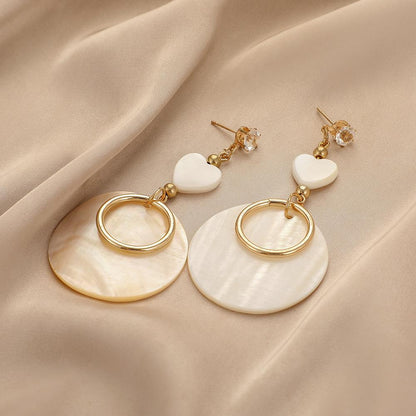 Fashion Circle Shell Long Earrings Heart Earrings Simple Geometric Tassel Earrings For Women