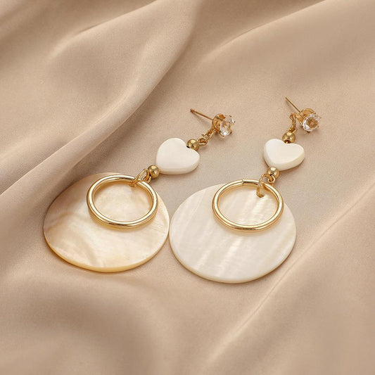 Fashion Circle Shell Long Earrings Heart Earrings Simple Geometric Tassel Earrings For Women