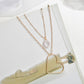 Vintage Double Layer Pearl Necklace Fashion Simple Metal Heart Necklace Accessories