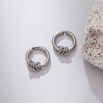 Men's Earrings Nose Ring Ear Clip Stainless Steel Versatile Trendy Punk Earrings Ornament Simple Personality
