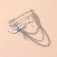 Jewelry Ladies Love Lock Wings Brooch Personality Trendy Chain Cross Pin Pendant