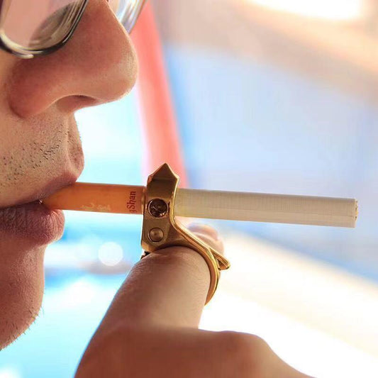 Metal cigarette holder ring cigarette holder cigarette holder anti-smoked yellow finger cigarette clip self-defense smoking ring cigarette ring