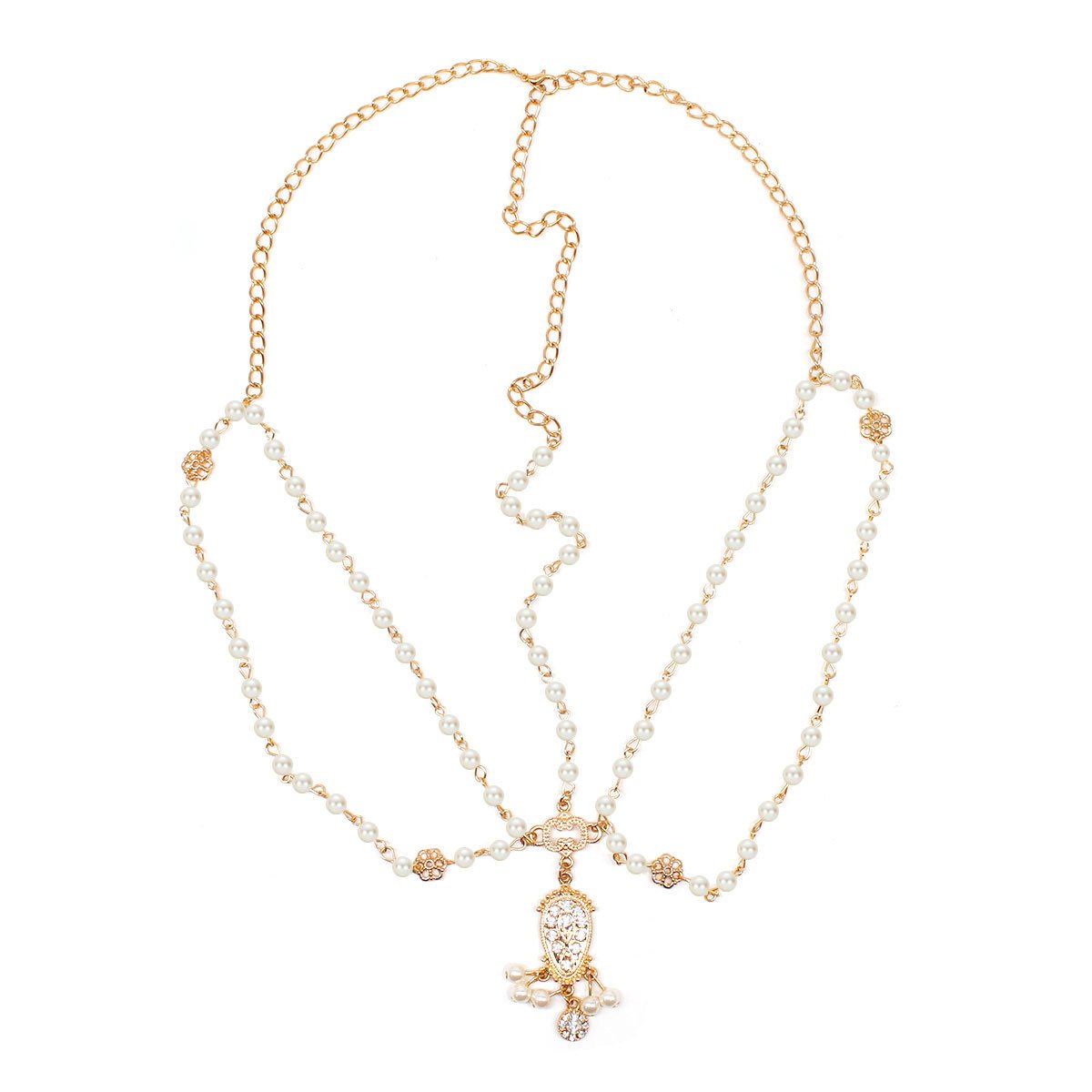 Hair Accessories Bohemian Rhinestone Head Chain Women Baroque Princess Pop Pearl Headwear
