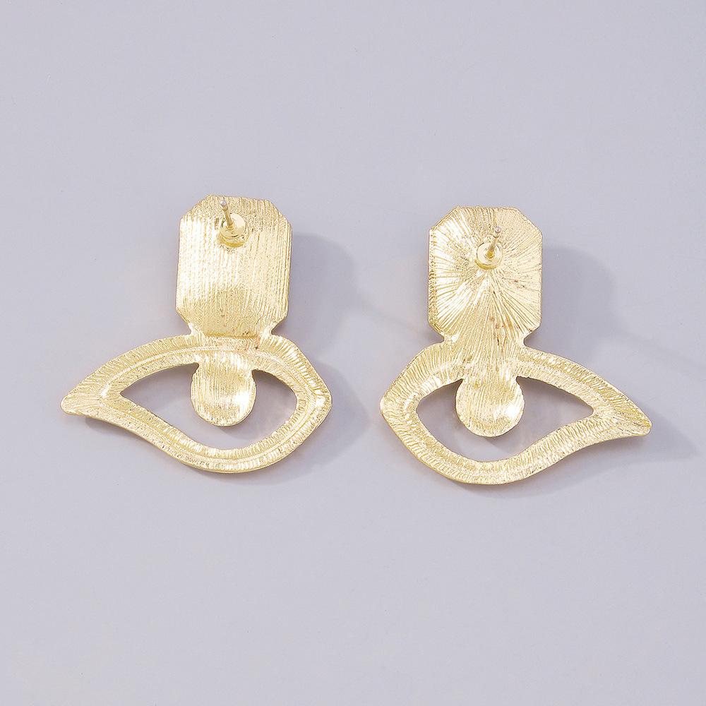 E1289 Simple Earrings Female Alloy Funny Eyes Rhinestone Earrings Geometric French Creative Earrings
