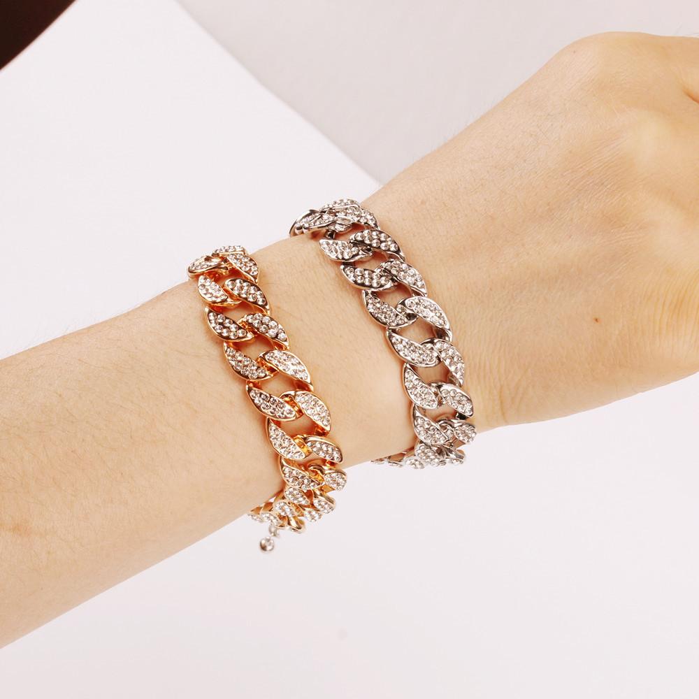 Jewelry personality chain full of diamonds hip-hop trendy hand jewelry simple all-match punk micro-inlaid bracelet female