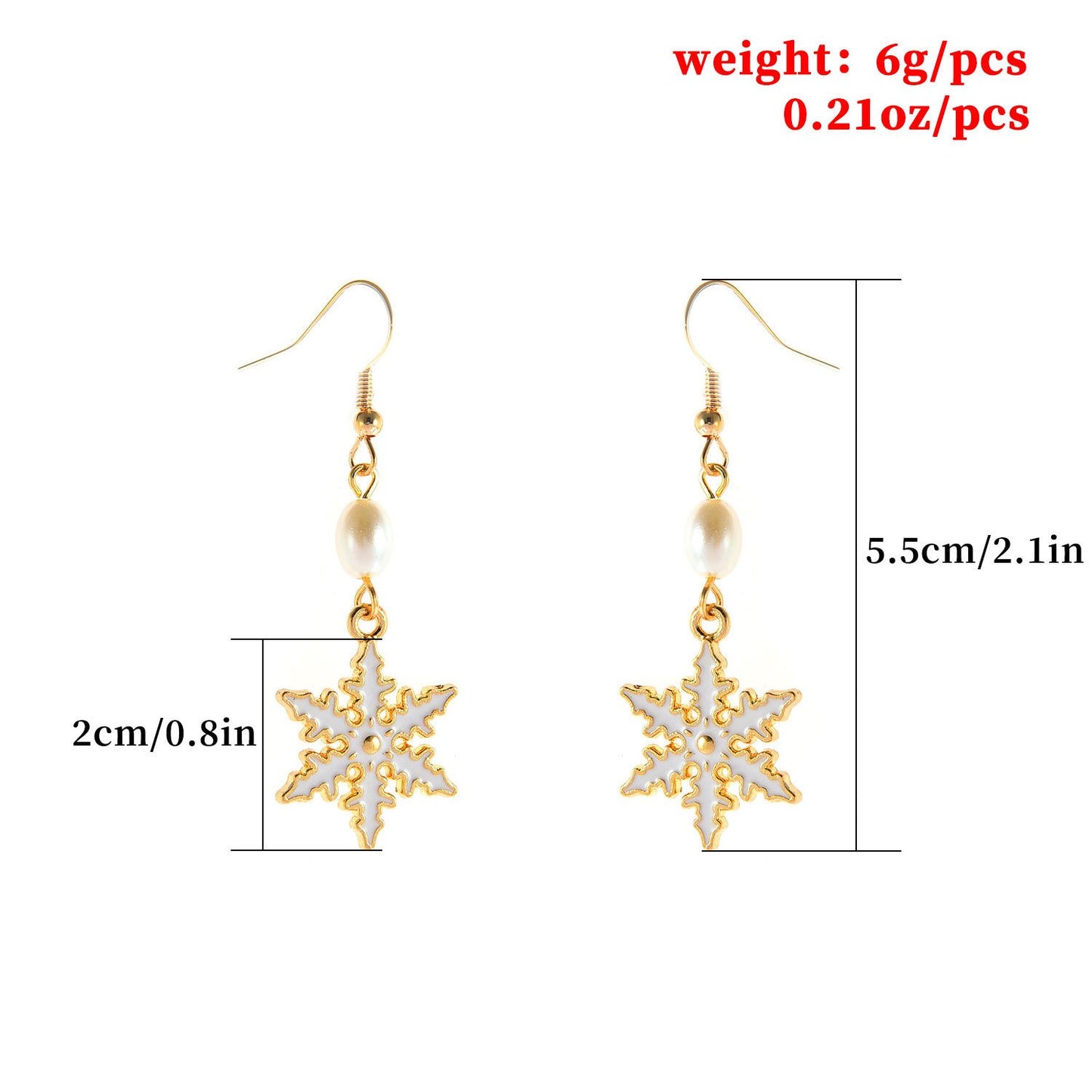 Jewelry White Pearl Snowflake Stud Earrings Ladies Christmas Gift Earrings Earrings