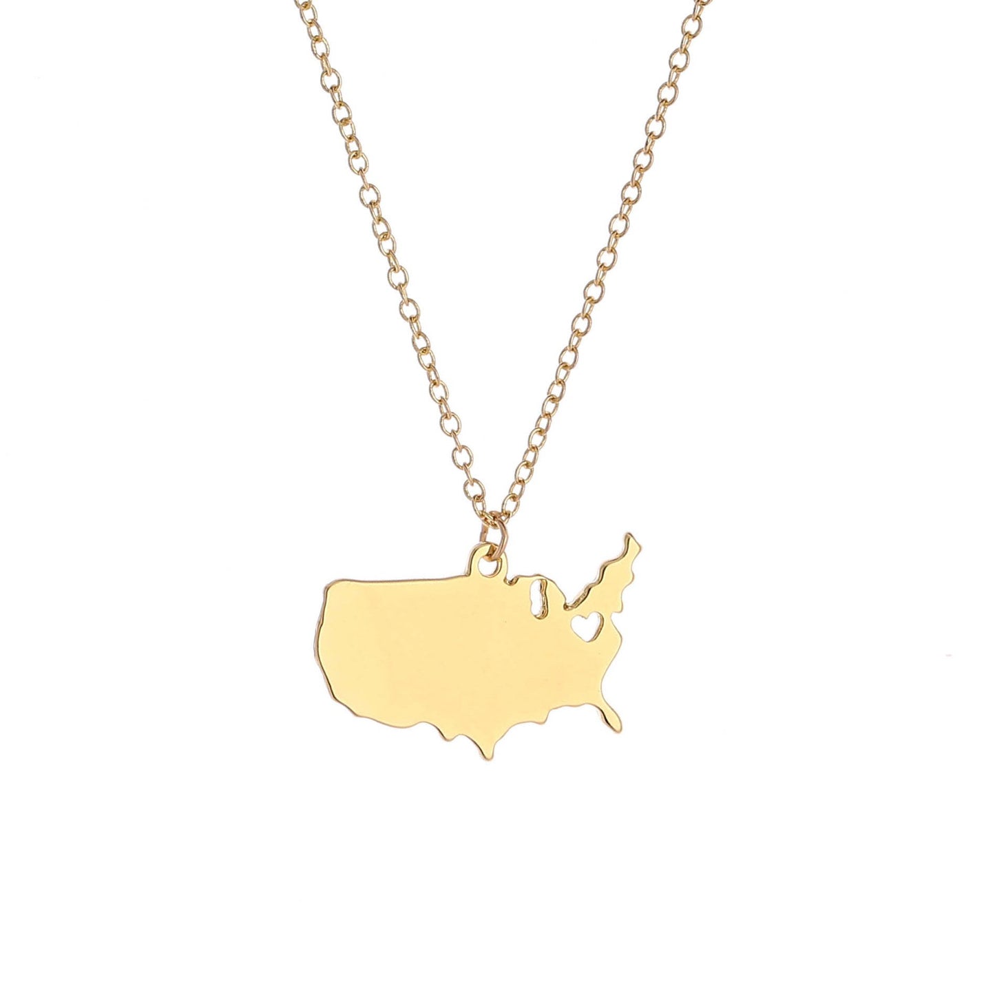 Jewelry Minimalist Love United States Map Necklace Pendant Clavicle Chain