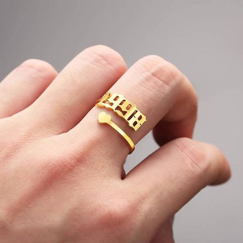 Fashionable Arabic numeral combination year ring zodiac year birthday gift