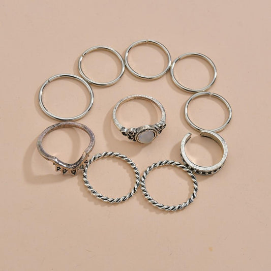 Vintage Alloy Resin Accessories Multi-Piece Ring Ethnic Turquoise Knuckle Rings Women Accessories