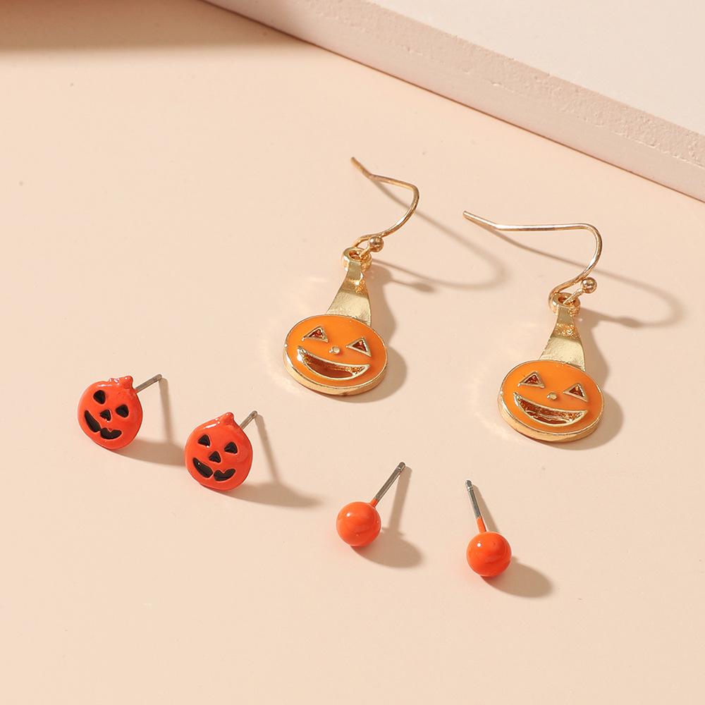 Spider Web Skull Earrings Halloween Gothic Retro Exaggerated Bat Earrings Pop Jewelry